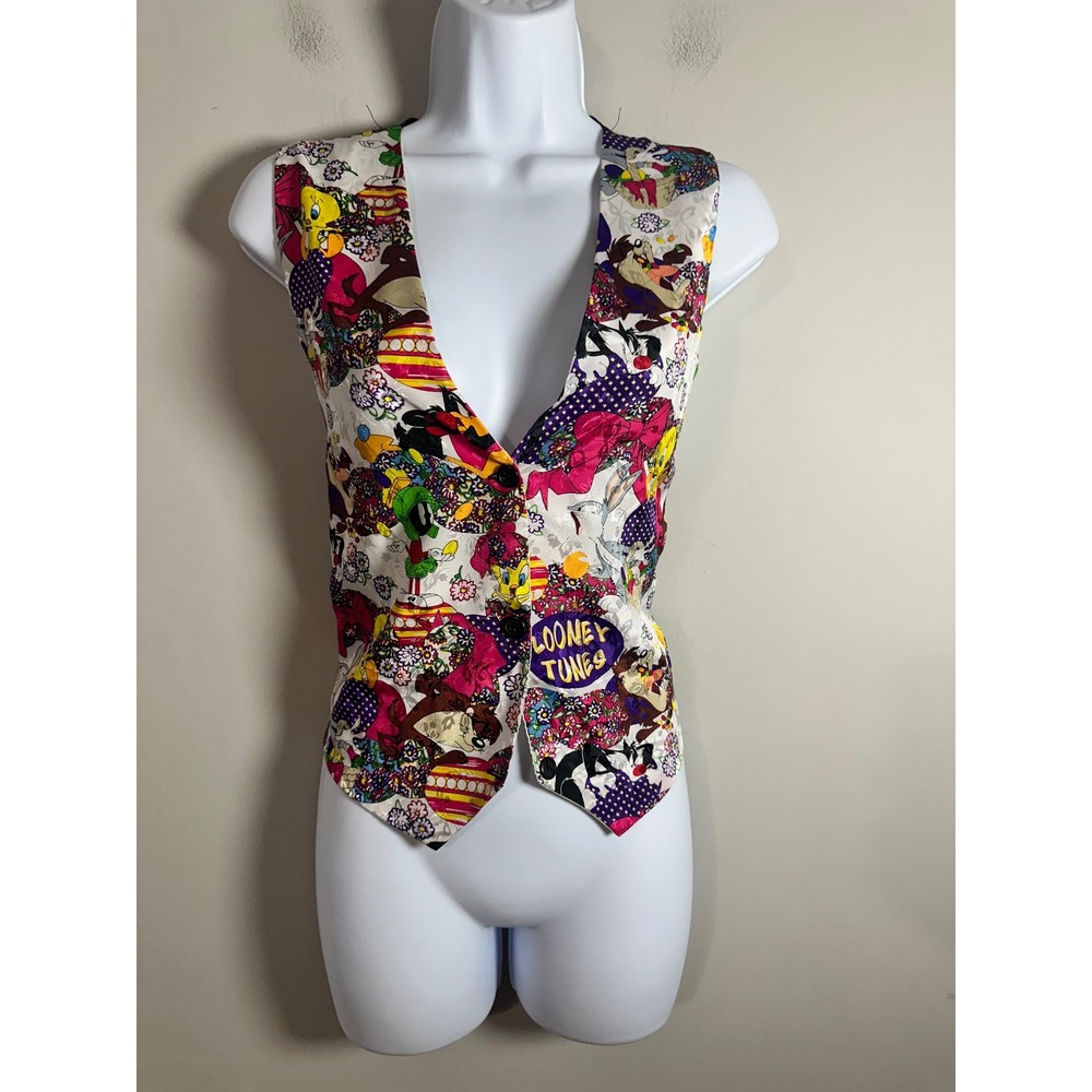 Vintage 1994 Looney Tunes Character Print Vest Multicolor One Size Fit Most